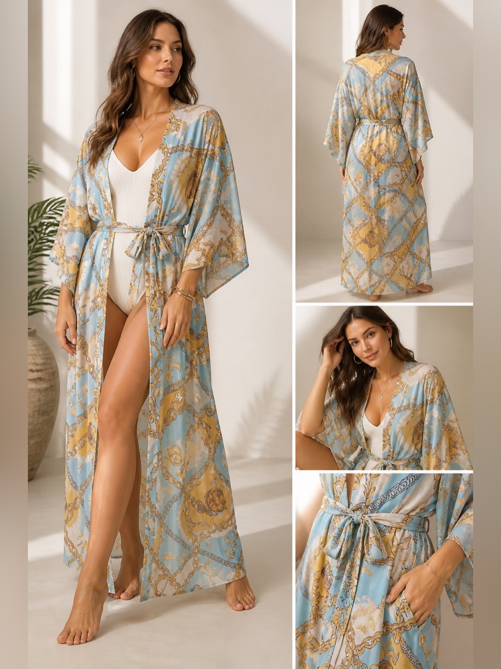 Miss Avenue Chain Print Kimono Robe – Size 2X